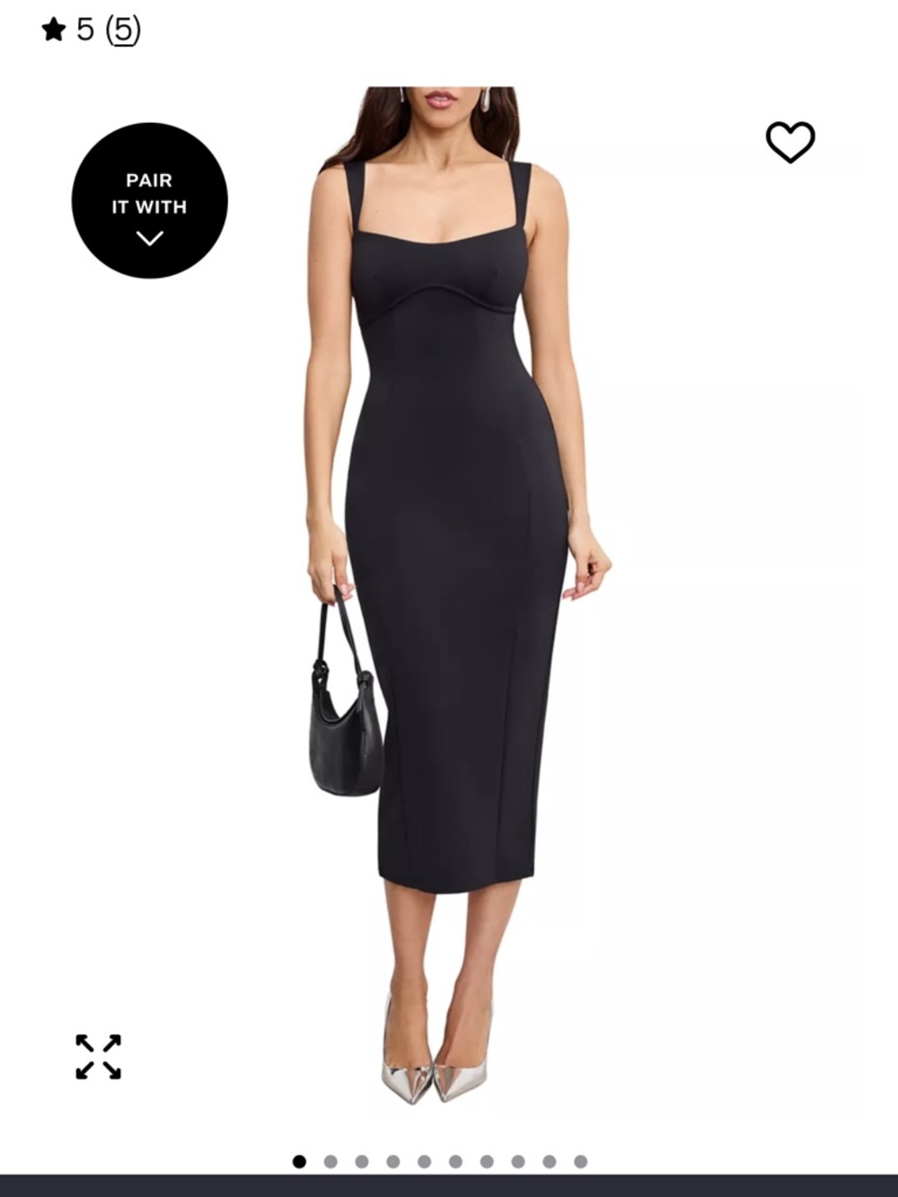 Good Americab Women's Sculpting Sweetheart Midi Dress, Regular Sizing